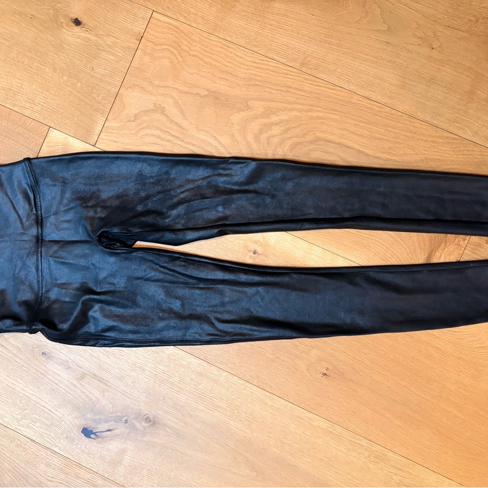 SPANX Black High-Waist Faux Leather Leggings